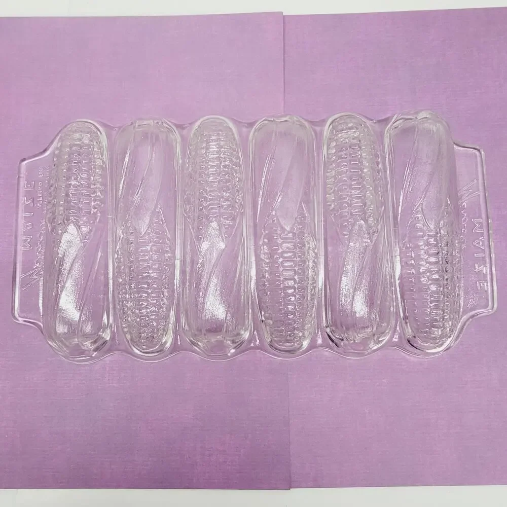 Vintage Miracle Maize Glass Cornbread Corn Stick Ear of Corn Glass Pan 6-Stick